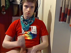 Twink scout jacks off and cums