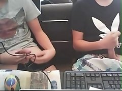 Masturbating with his buddy after playing video games