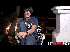 Interviewed young dude masturbates and sprays jizz
