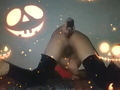 SofiBlack Celebrate Halloween big ass gay taking big huge dildo